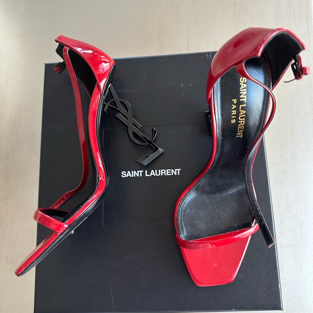 Saint Laurent Red and black Opyum Logo high heel